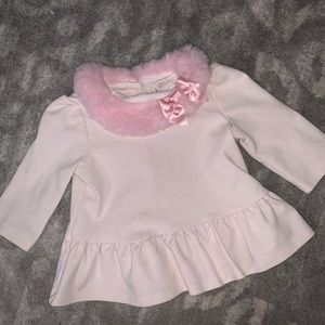 Baby girl Janie & Jack top with pink fur collar